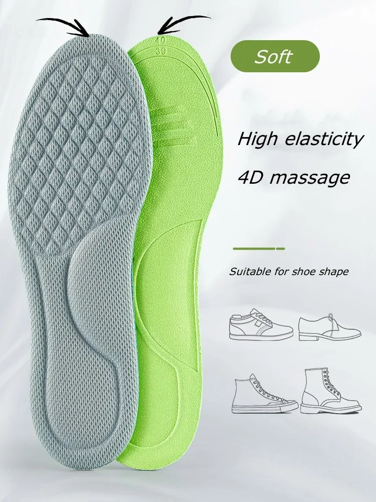 2 stücke Weiche Memory Foam Einlegesohlen für Schuhe Männer Frauen Deodorant Absorbieren-Schweiß Massage Sport Einlegesohle Füße Orthopädische Schuh sohle Laufen