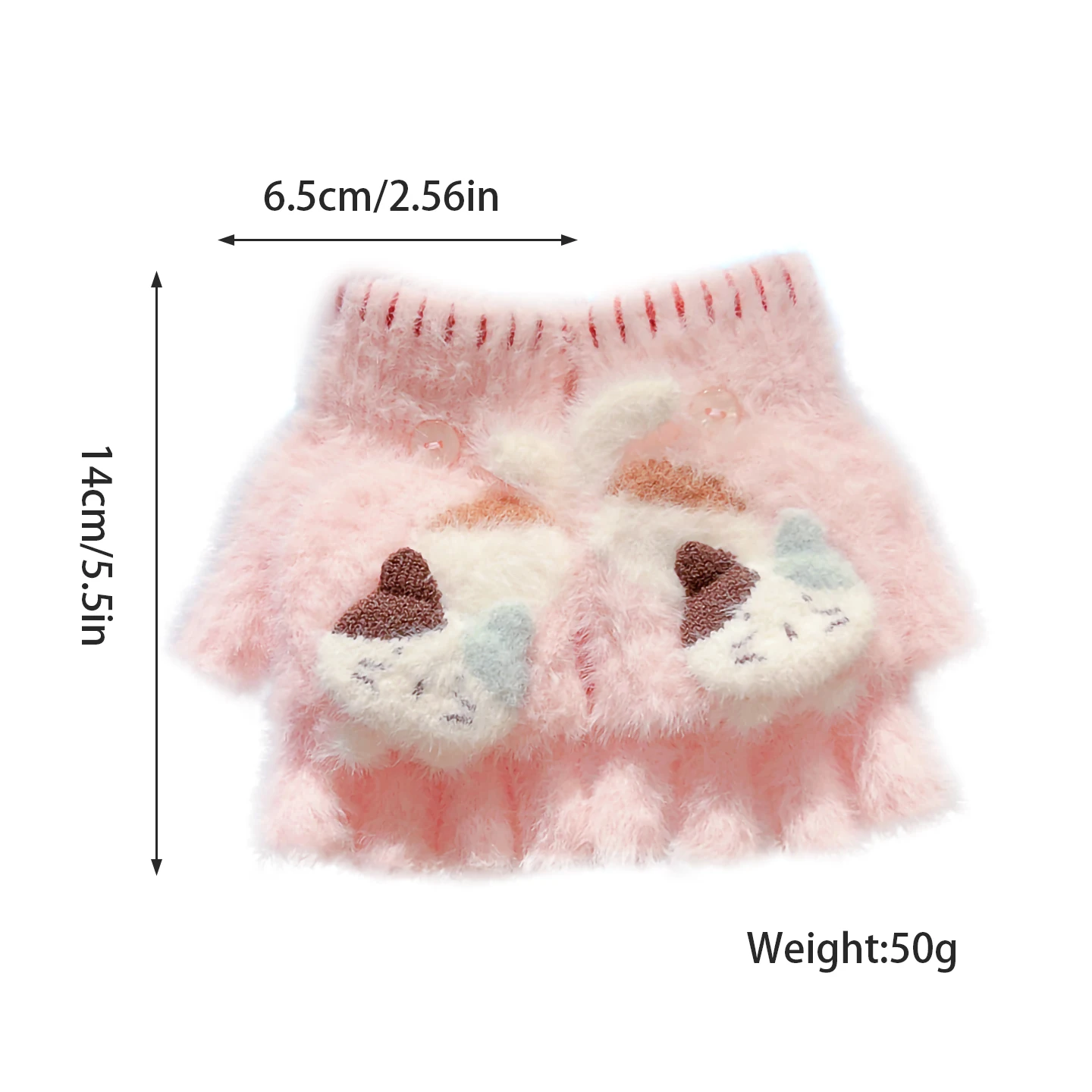 2 In 1 Kids Convertible Flip Gloves Faux Mink Plush Cartoon Fox Cat Dog Toddler Warm Coldproof Children Gift 2026 Winter Gloves