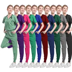 Uniformes médicos multicolores para mujer, uniforme de belleza para SPA, dentista, ropa de trabajo veterinaria, conjunto de fregado para clínica de farmacia Unisex