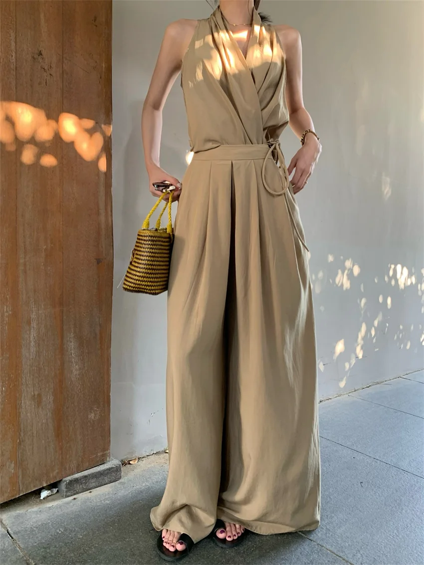 PLAMTEE Elegant Fashion Women Suits Work Wear Solid Chic Camis Summer 2024 New Wide Leg Straight Pants Office Lady Mujer Sets