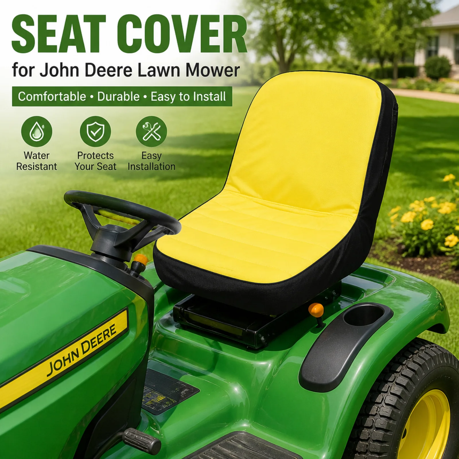 Riding Yard Tractor Seat Cover Oxford 300D Material Mower Seat Cover Garden Machine Accessory for Gardening, Outdoor
