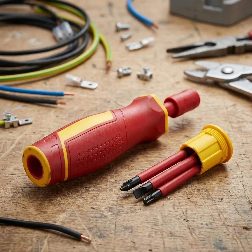 Electrical Safety Screwdriver Set 1000V Insulated with Magnetized Tips for Slotted and For cross Bit Operations