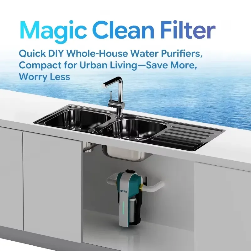 Quick Change Whole House Water Filter 3m³/H High Flow Central Water Filtration Carbon Filter Smart LED Indicator DN20 DN25