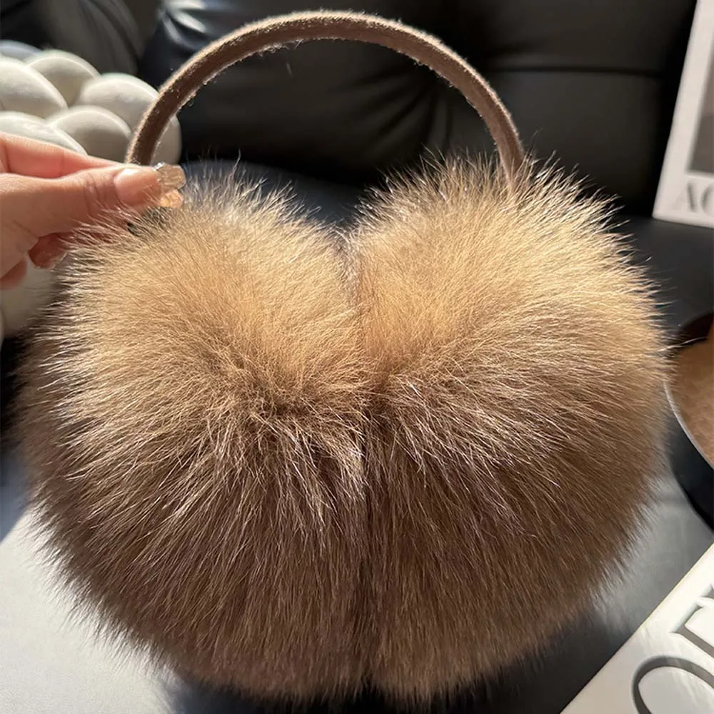 أغطية الأذن الدافئة النساء غطاء للأذنين فرو الثعلب الحقيقي النساء الشتاء سميكة الفراء الطبيعي رقيق غطاء للأذنين الإناث حماية الأذن غطاء للأذنين #6