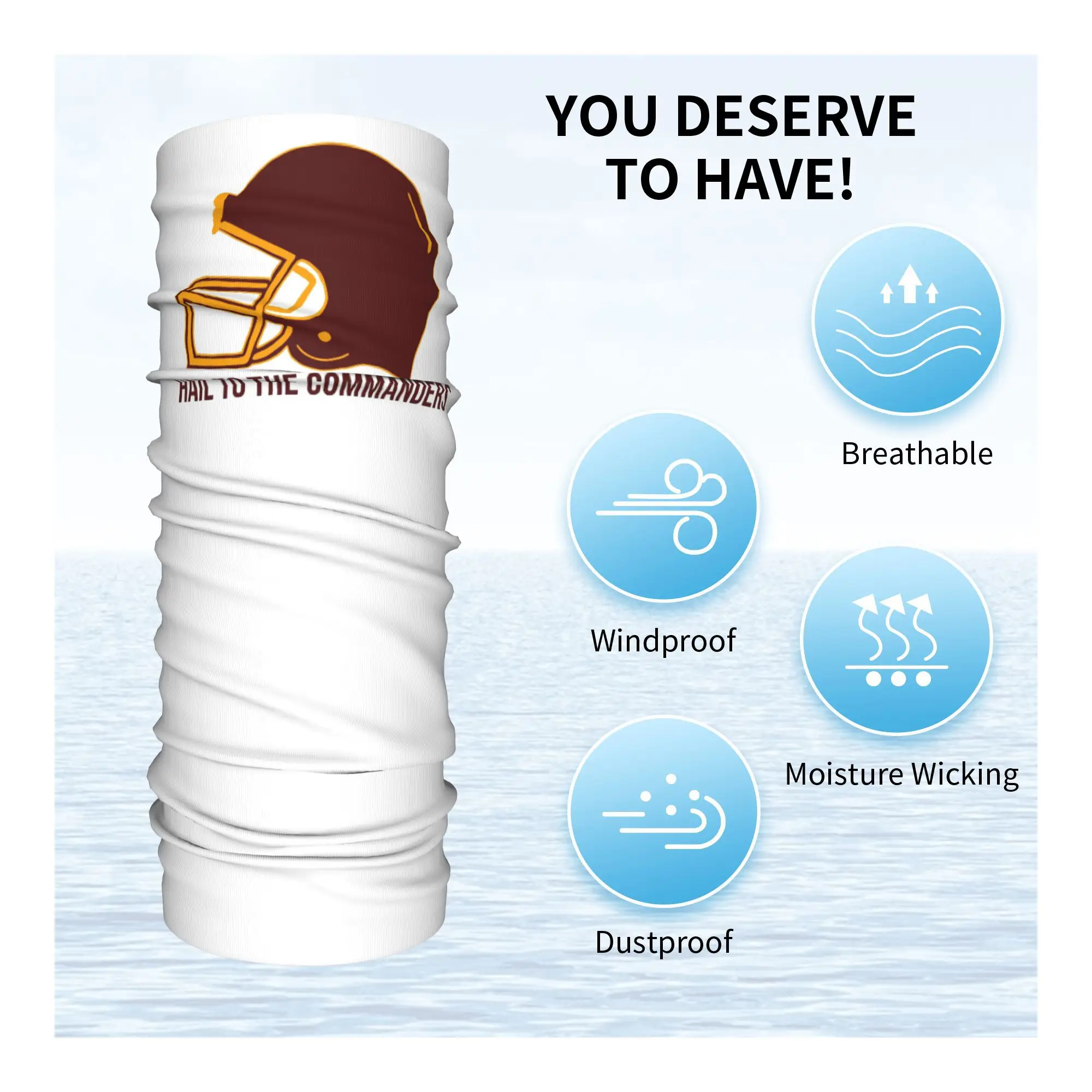 Hail to The Commanders - Washington Commanders Bandana Neck Cover Printed Wrap Scarf Multi-use Headwear Hiking Fishing