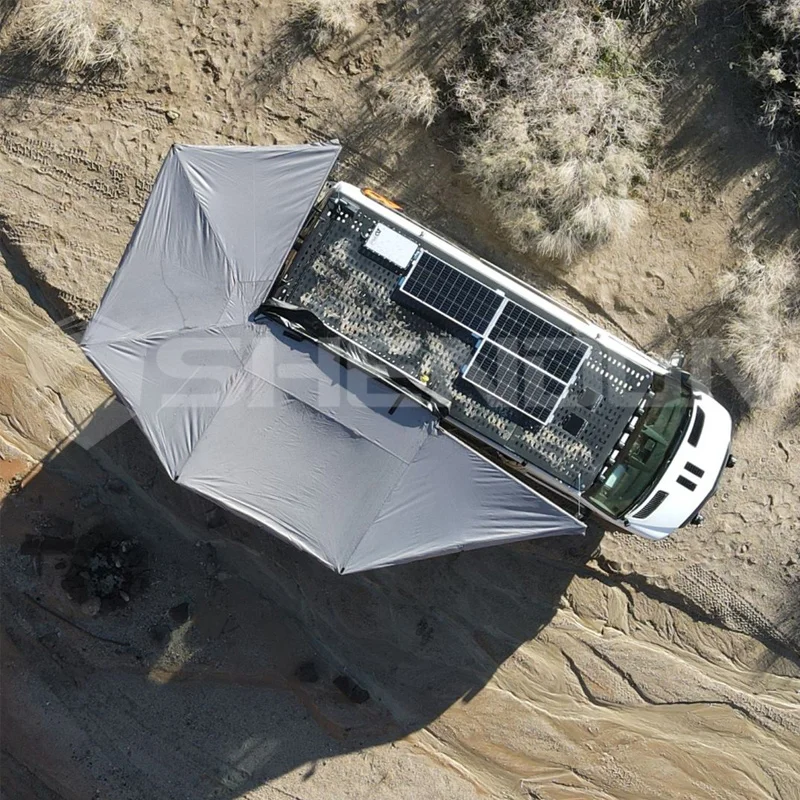 360 Car Awning,2.5M Outdoor Camping Canvas Fabric Waterproof  Awning 270 Degree 4x4 Car Side Roof Double,With Led Light