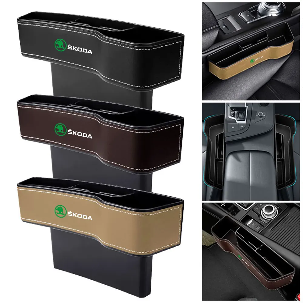 Car Seat Crevice Storage Organizing Box Cup Holder Auto Accessories For Skoda Octavia Fabia Superb Yeti Enyaq Kamiq Karoq Scala