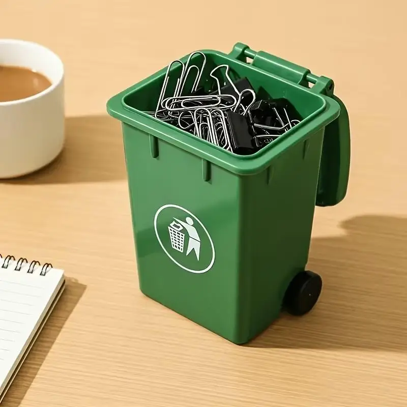 2/4Pcs Mini Desktop Trash Container Portable Durable Storage Bin for Office Home Study Desk Dollhouse Decor Ornament