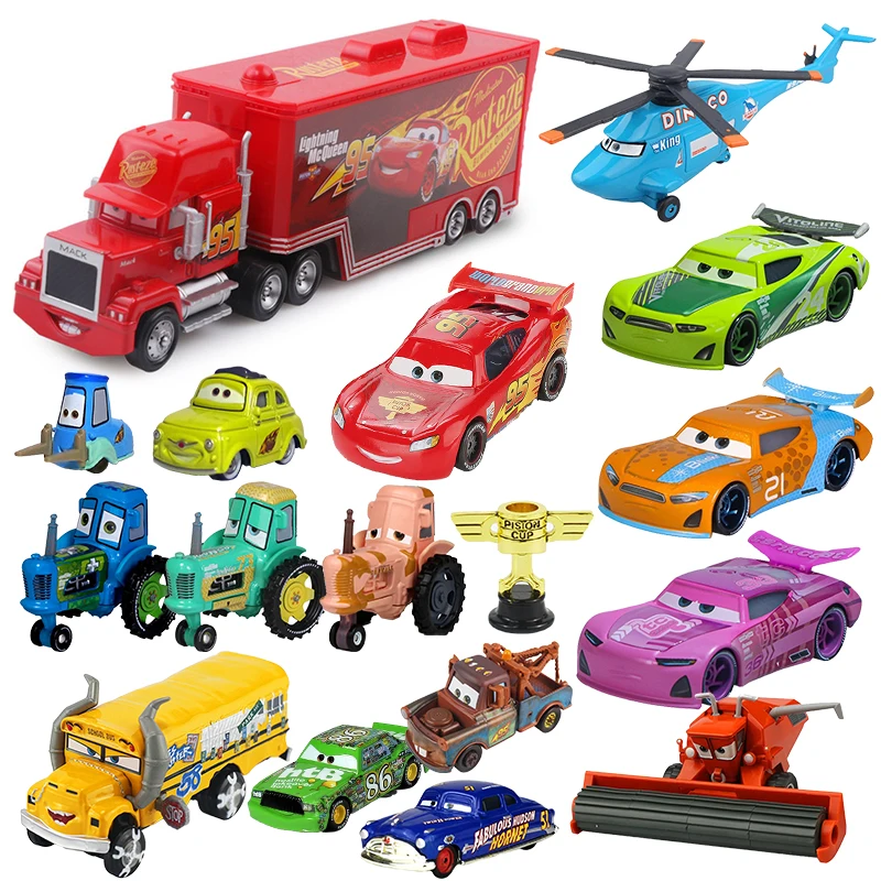 Disney Pixar Cars 2 3 Toys Lightning McQueen Truck Uncle Mack 1:55 Diecast Mater Piston Cup Fritter Frank Model Child Kids Gifts