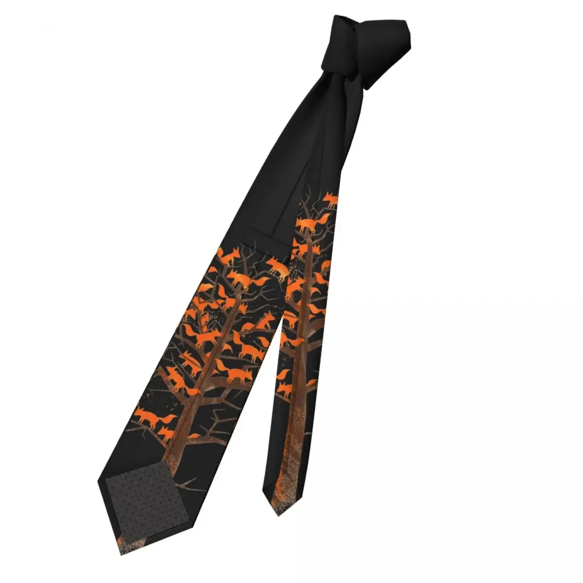 Blazing Fox Tree Neckties Men Silk Polyester 8 cm Narrow Animal Nature Neck Tie for Mens Daily Wear Cravat Office