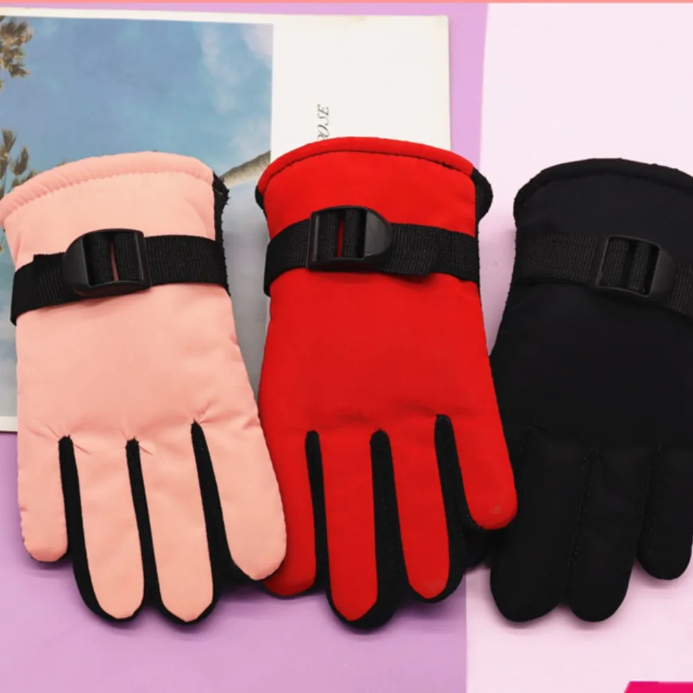 

Children's ski gloves with fleece winterproof warm gloves for boys and girls Winter waterproof riding gloves for snow and wind