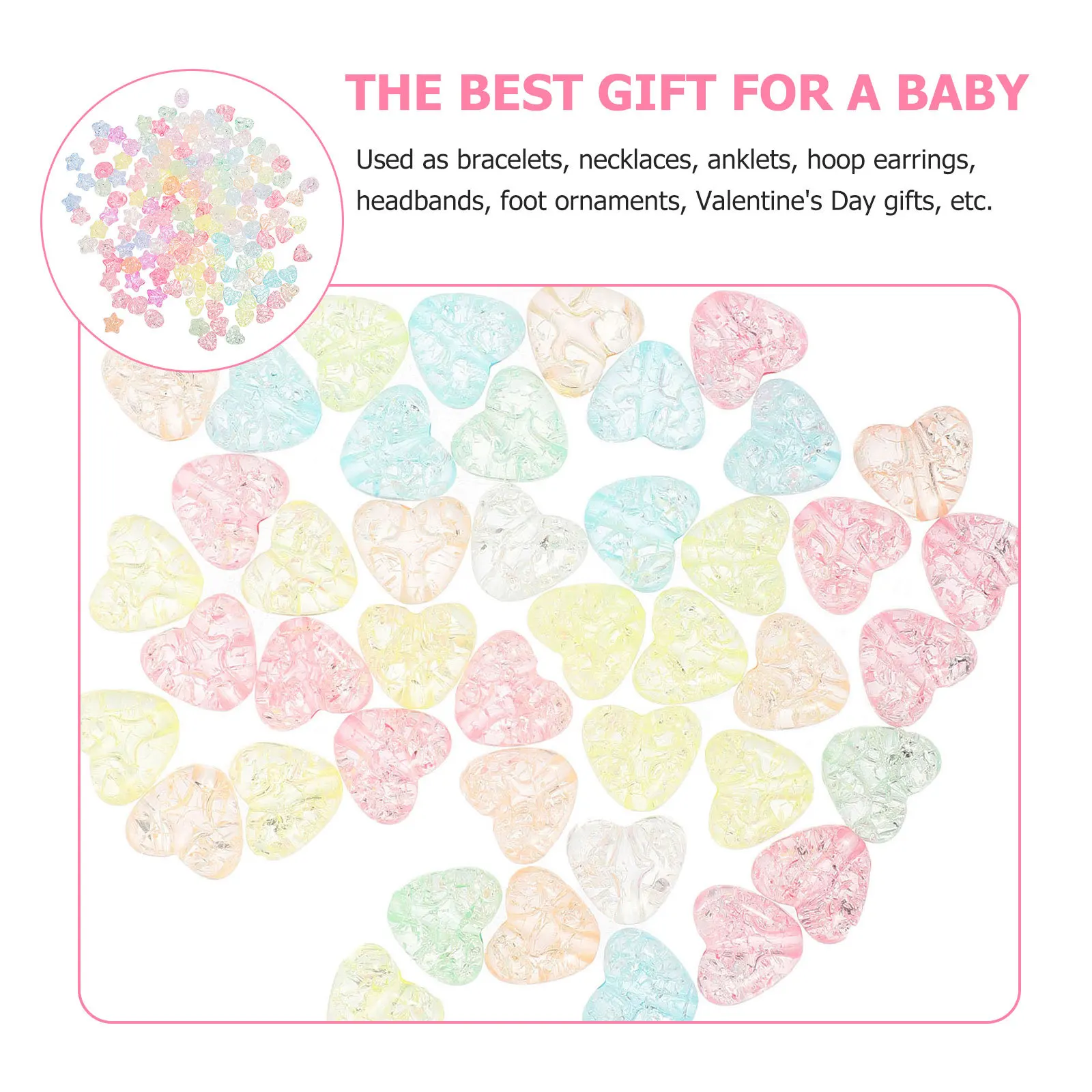 

150Pcs Heart Five-Pointed Star Shaped Beads Glitter Large Hole for Bracelet Making Jewelry Craft Supplies Star Bead