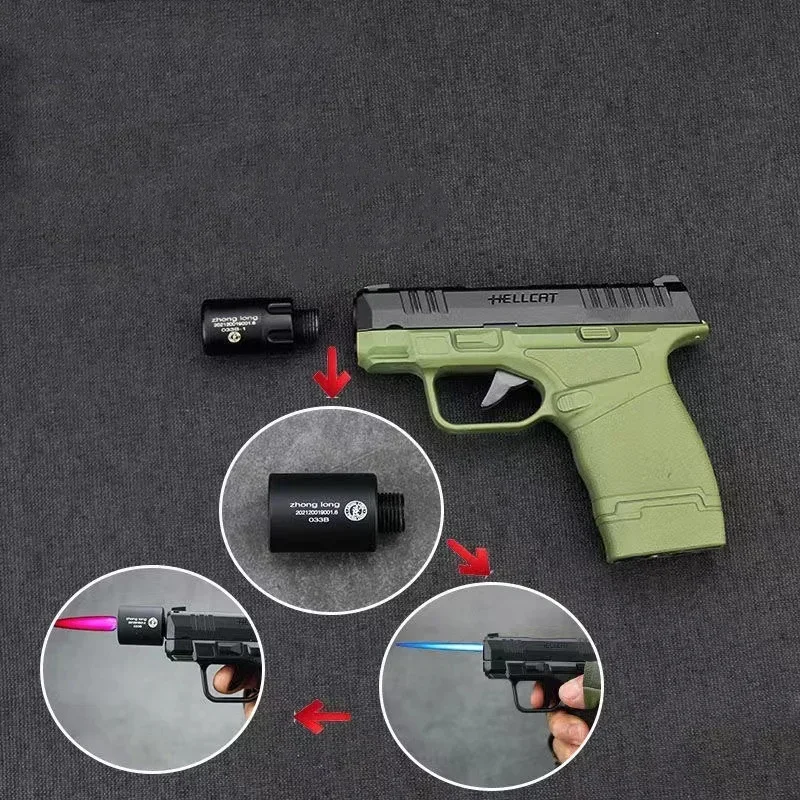 

Мини-пистолет в форме бутанового газа, турбо-зажигалка, креативная уличная ветрозащитная двойная пламя, персонализированная металлическая зажигалка для сигар, мужской подарок