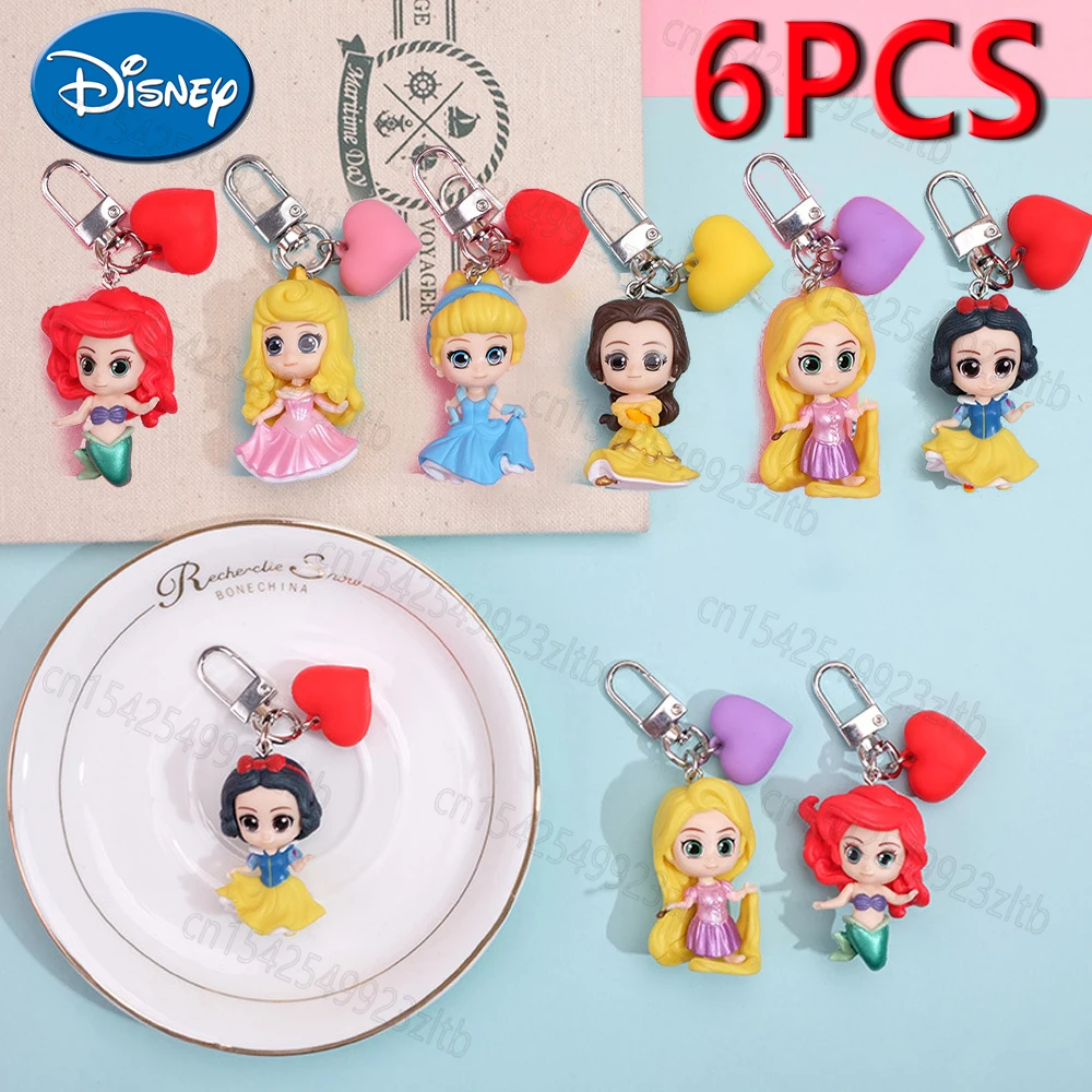 

Disney Princess Series Keychain Snow White Ariel Cinderella Rapunzel Aurora Belle Doll Cute Keychain Children's Birthday Gift