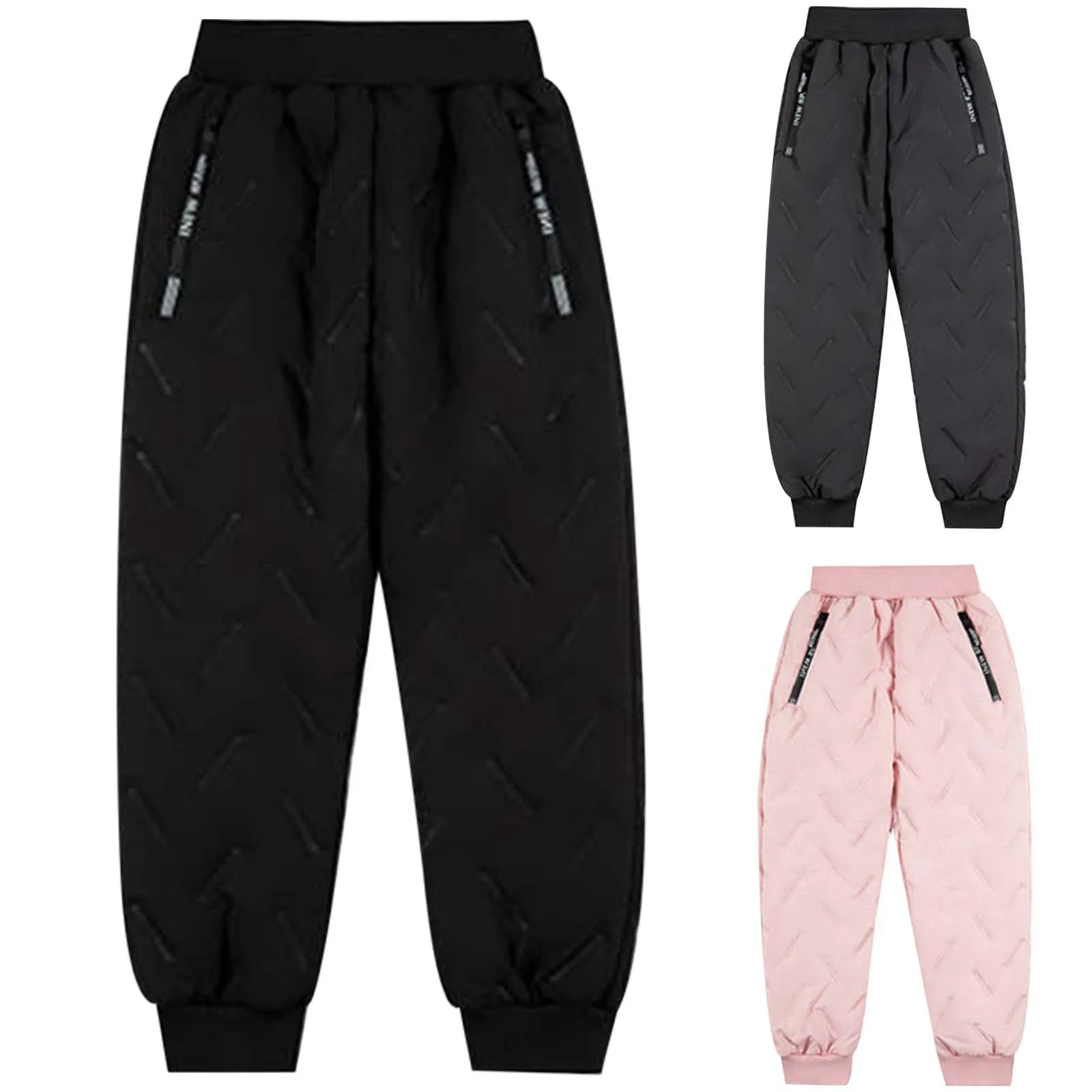 Kids Boys Girls Winter Pants Waterproof Cotton Padded Thick Warm Trousers Children Ski Pants Elastic Kids Fleece Pant Thick Pant