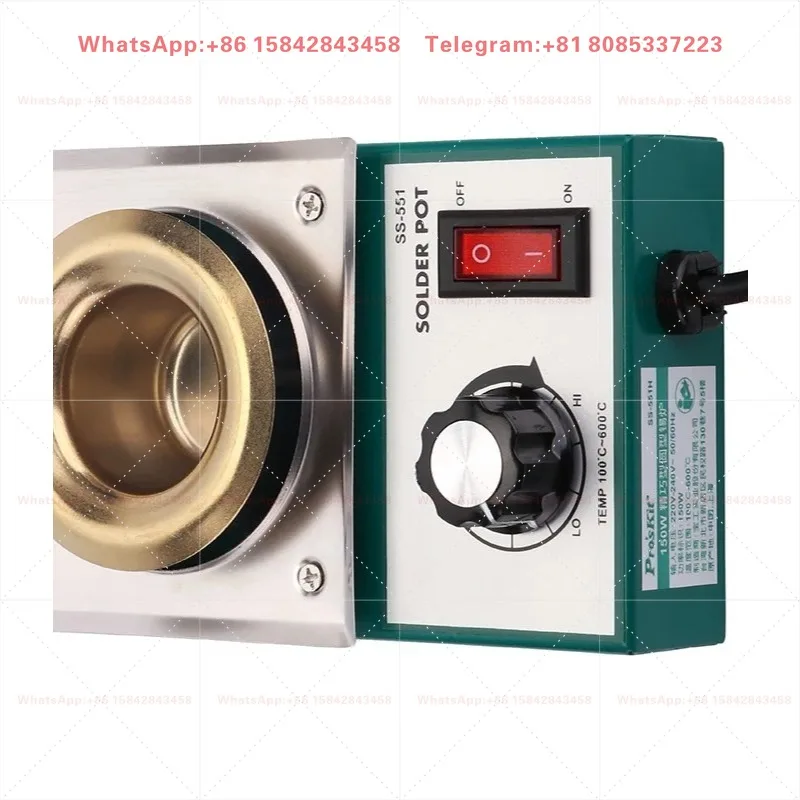 SS-554H Small Round Soldering Pot Titanium Coated Crucible 100-450℃ Lead-Free Welding Equipment