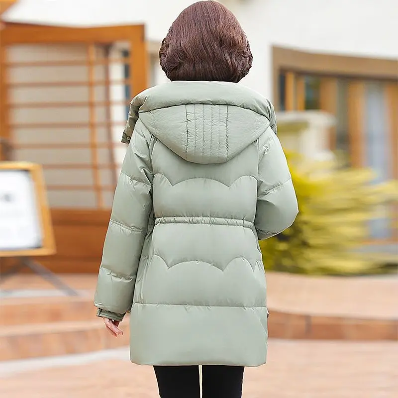 2025 Winter New Women's Down Jacket Loose Commuting Windproof Hooded White Duck Down Slim Fit Jacket