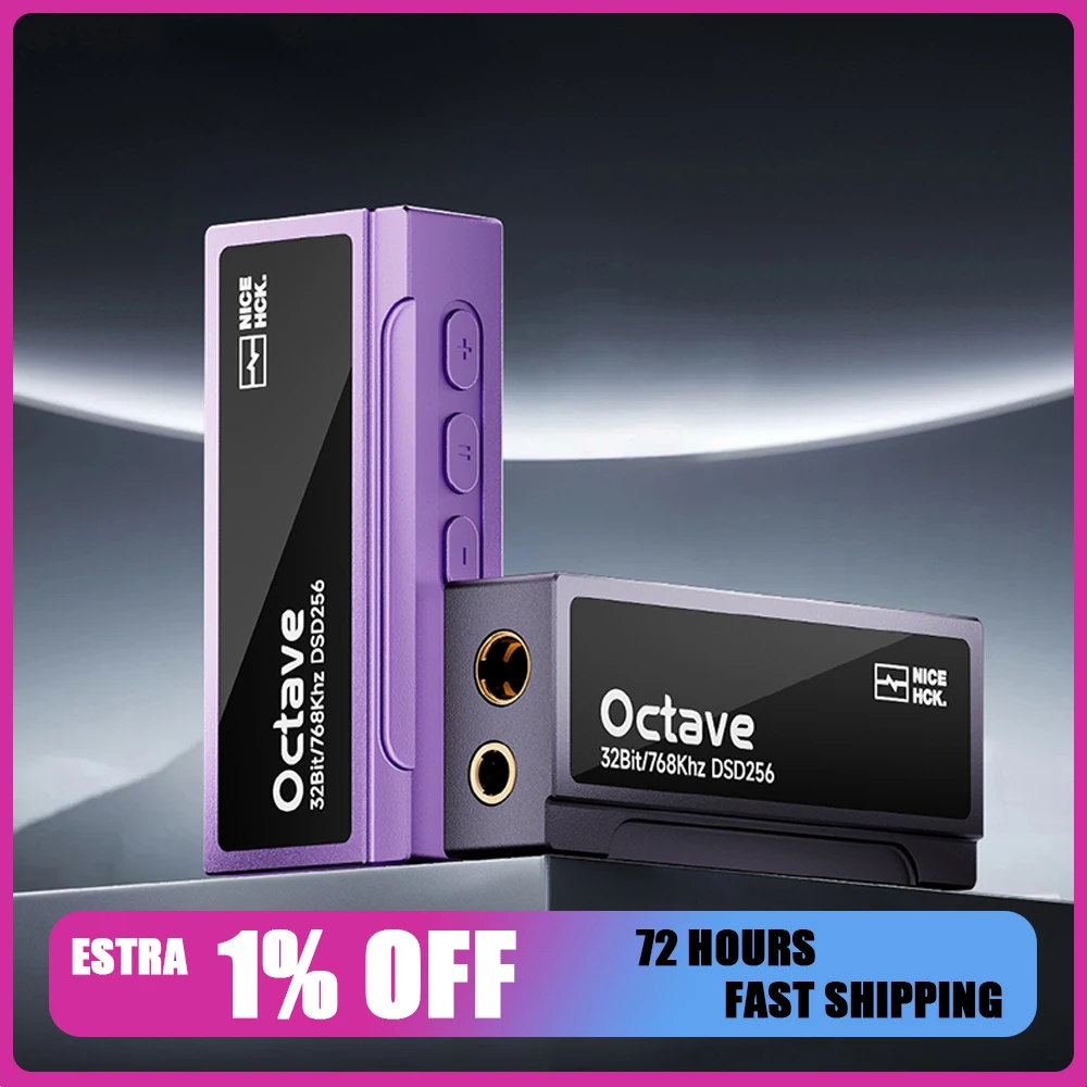 NICEHCK Octave Type-C Portable DAC Headphone Amplifier ES9039Q2M Chip Decoding Dual SGM8262 Op-Amp 3.5mm 4.4mm Output Audio AMP