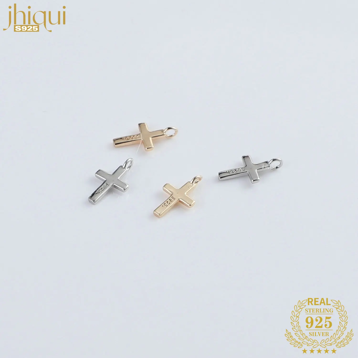 1pc 925 Sterling Silver Gold Platinum Plated Cross Charm Pendant for DIY Fine Jewelry Finding J2257