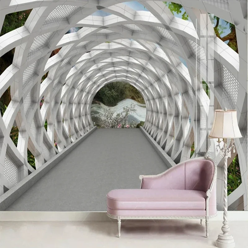 Modern Creative Fake Tunnel Space 3D Solid Geometry Photo Mural Wallpaper Living Room TV Background Wall Home Decor Custom Size