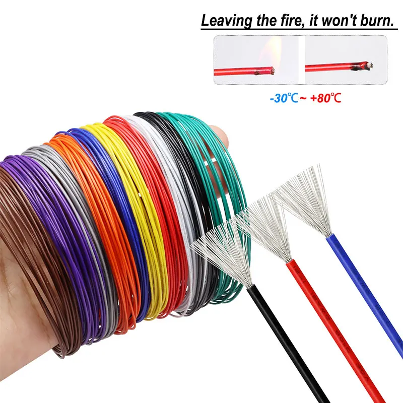 5/10/50/500m UL1571 PVC Electronic Wire 32 30 28 26 AWG Flexible Cable Insulated Tinned Copper Environmental DIY LED Cord