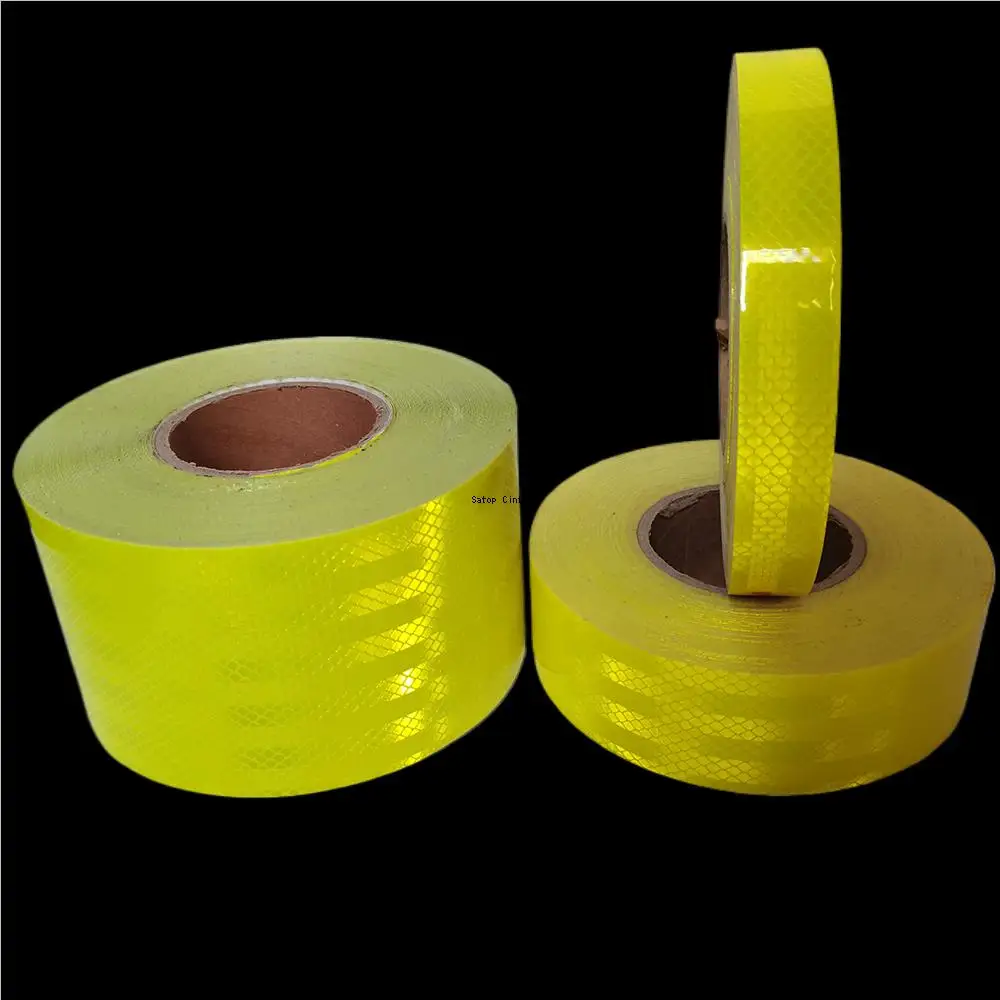 

2.5cm/5cm/10cm Fluorescent Yellow Reflective Tape Giamond Grade Waterproof Strong Adhesive Safety Warning Reflector Car Sticker