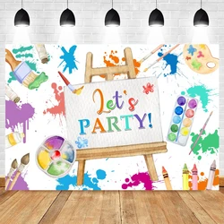 Let's Paint Theme Slime Party Photography Backdrop Watercolor Graffiti Kid Artist Birthday Party Art Painting Photo Backgrounds