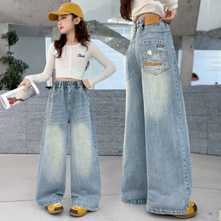 Teenager-Mädchen Jeans Frühling Herbst 2026 Junior Westernisierte Streetwear Weite Hosen Koreanische Version Vielseitige Lange Hosen