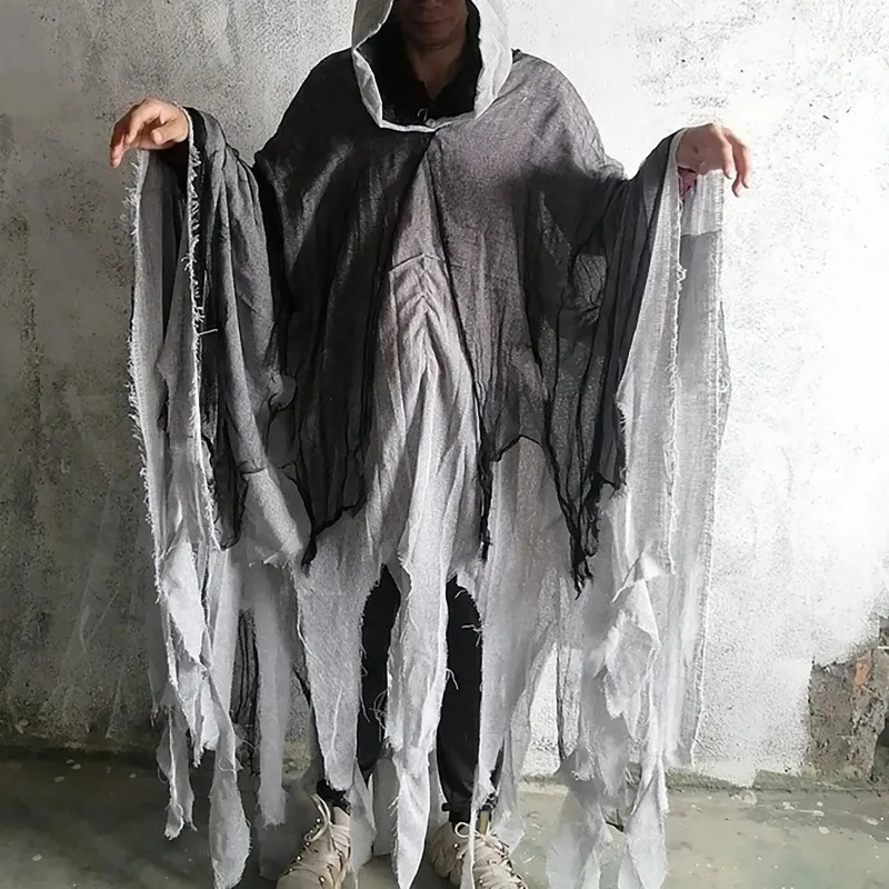 

Unisex Halloween Ghost Dementors Cosplay Costume Gothic Horror Zombie Tattered Hooded Capes Day Of The Dead Party Props Cloaks