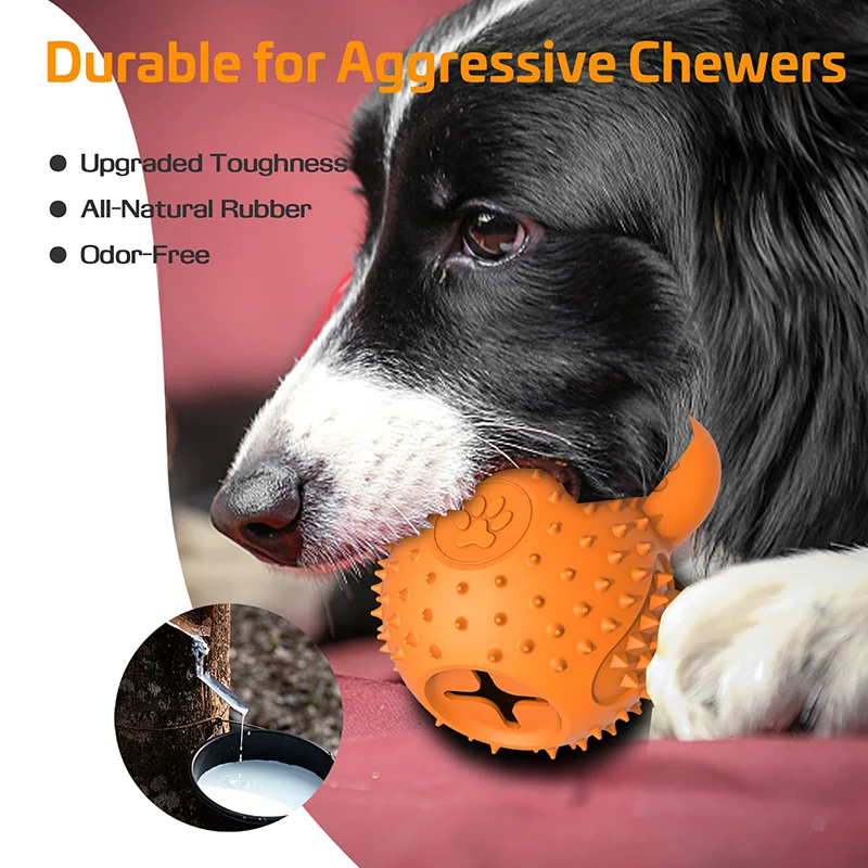 Benepaw Strong Dog Chew Toy For Aggressive Chewers Food Dispensing Rubber Puppy Pet Ball Interactive Toy For Medium Large Dogs