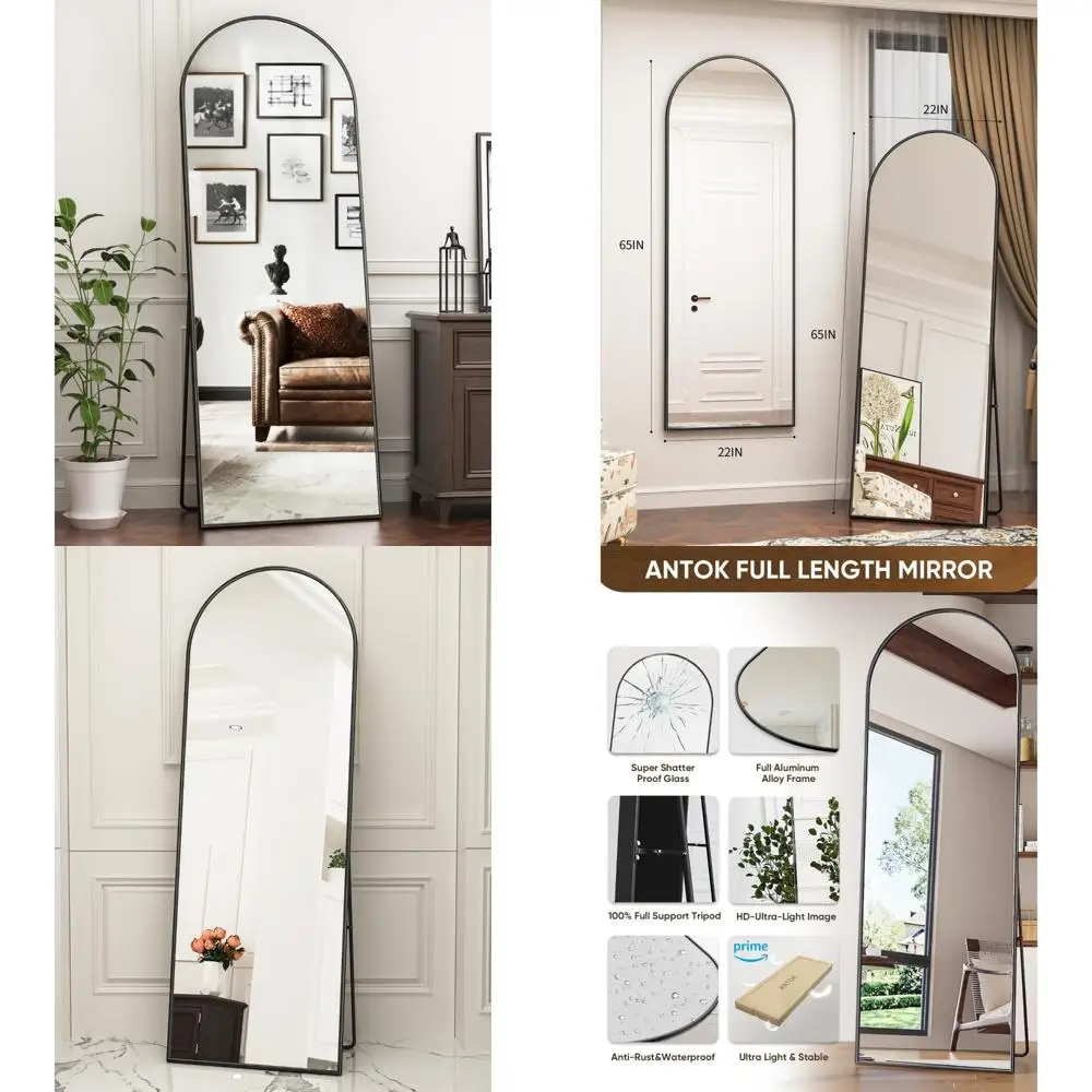 

Freestanding Full Body Mirror 65x22 for Bedroom, Floor Standing Mirror with Hanging Mount Option