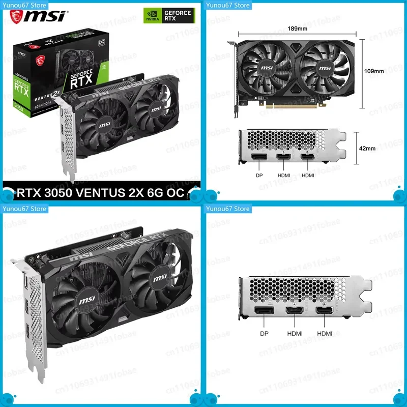 For MSI GeForce RTX 3050 VENTUS 2X 6G OC Gaming Graphics Card 6GB GDDR6 96-bit HDMI DP PCI-E 4.0x8 Desktop Full New Game