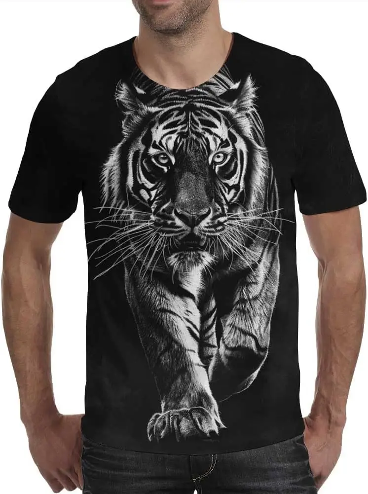 DUODUO Men's T-Shirt Cool 3D Graphic Print Fashion T-Shirts Short Sleeve Crewneck Tee