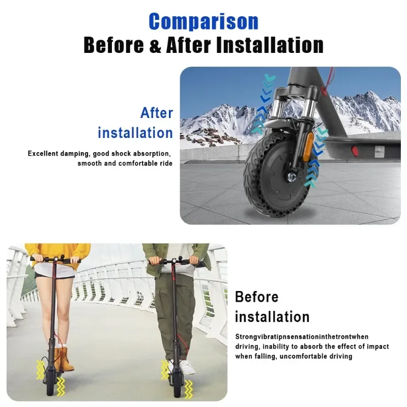 

Hydraulic front suspension shock absorbers are suitable for Xiaomi M365 Pro, Pro2, 1S, and MI3 Essential Lite electric scooters.