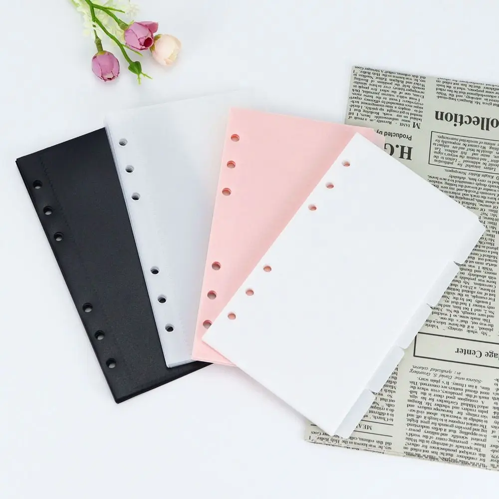 5pcs A6/A7 Binder Folders Inner Page 6 Hole Colorful Idol Photo Card Holder PP Budget Sheet Loose Leaf Inside Paper