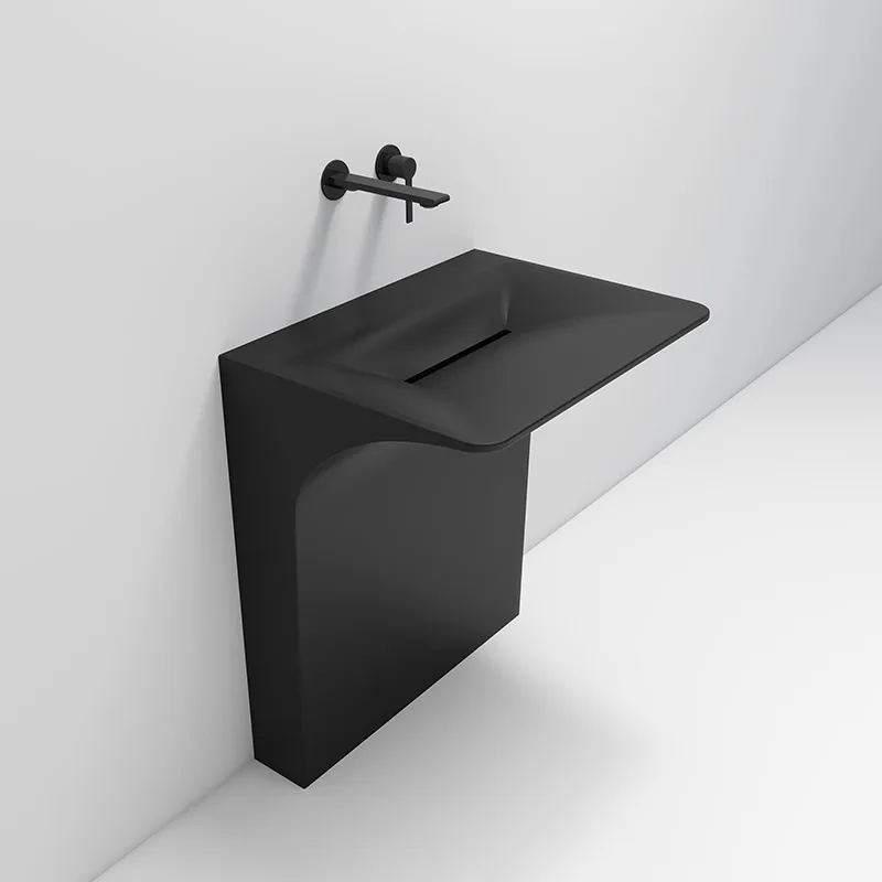 

Acrylic integrated molding 7-character special-shaped floor-to-ceiling household, villa light luxury washbasin washbasin