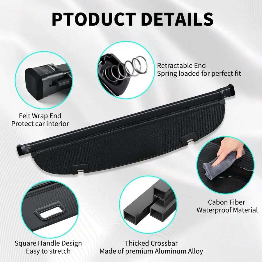 غطاء البضائع مناسب لمازدا CX5 20172024، غطاء صندوق السيارة القابل للسحب، غطاء حماية مضاد للرؤية، شاشة الخصوصية الخلفية مع #2