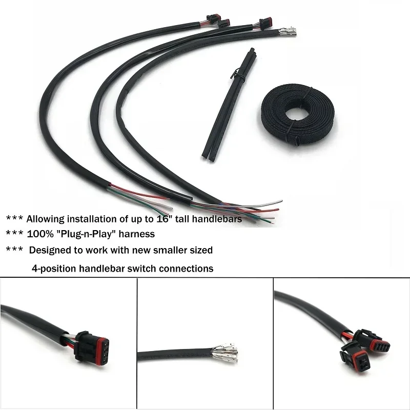 

Motorcycle Ape Hanger Handlebar Extension Wiring Harness For 2014-2018 Harley Davidson Touring