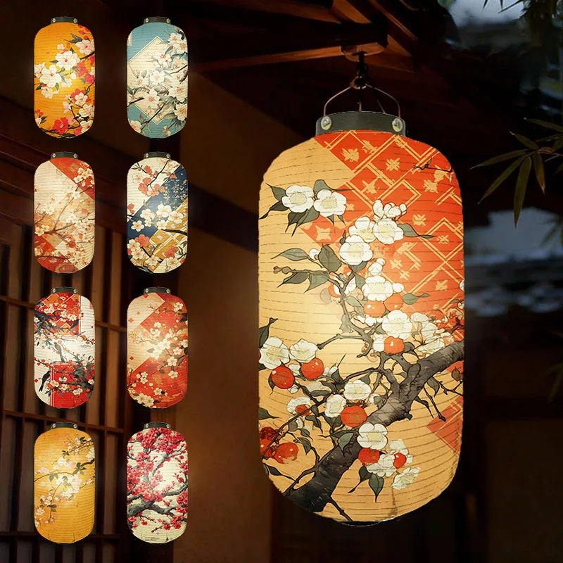 20x35cm Japanese Traditional Lantern Cherry Blossom Landscape Pattern Ukiyo-e Izakaya Restaurant Festival Party Decoration