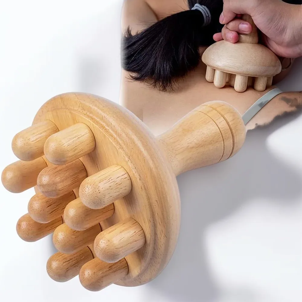 1Pcs Wooden Mushroom Massager Body Wood Therapy Massage Tool, Anti Cellulite,MaderoterapiaLymphatic Drainage,Muscle Pain Relief