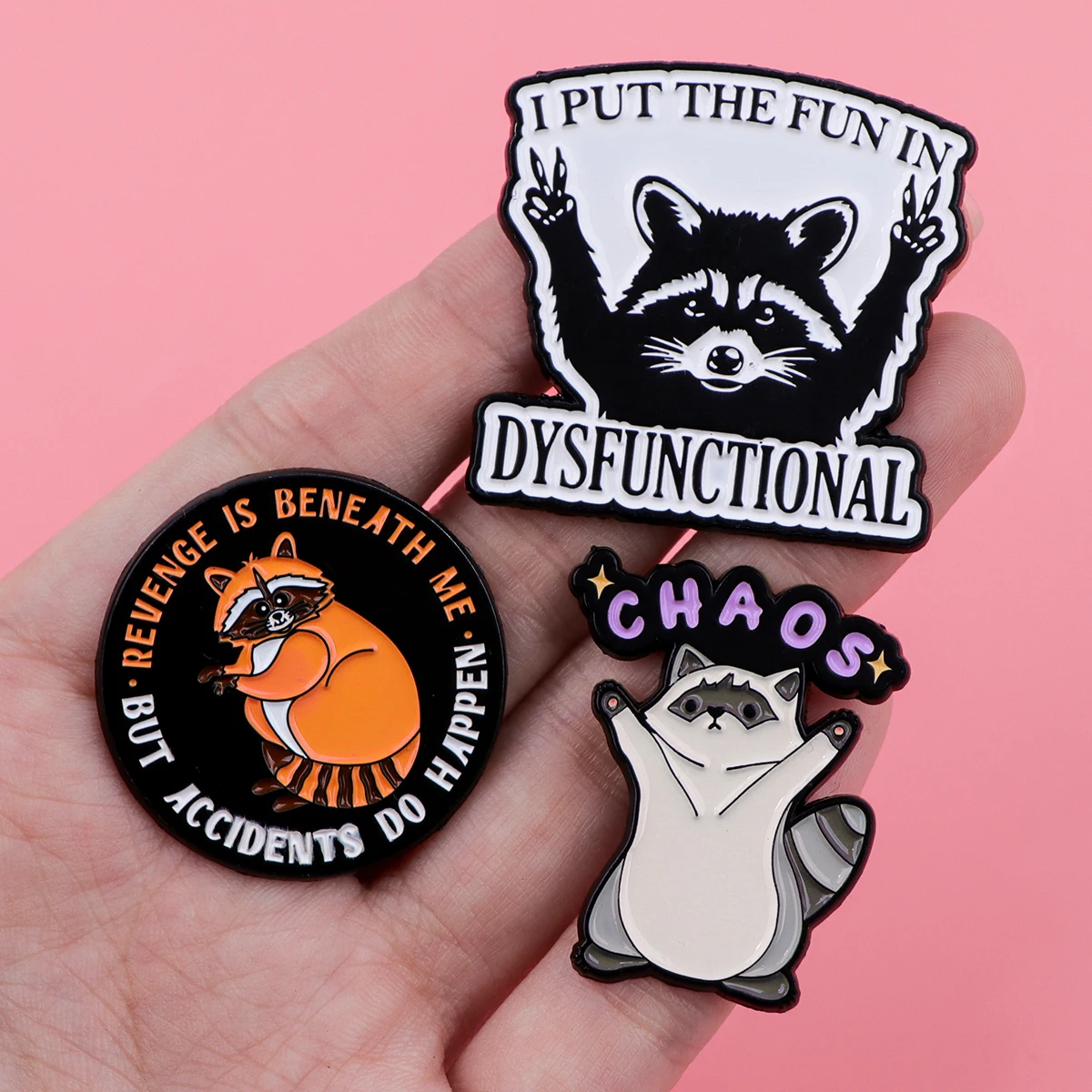Cute Raccoon Enamel Pin Funny Quotes Brooches for Women Lapel Pins Badges on Backpack Clothing Accessories Animal Jewelry Gift