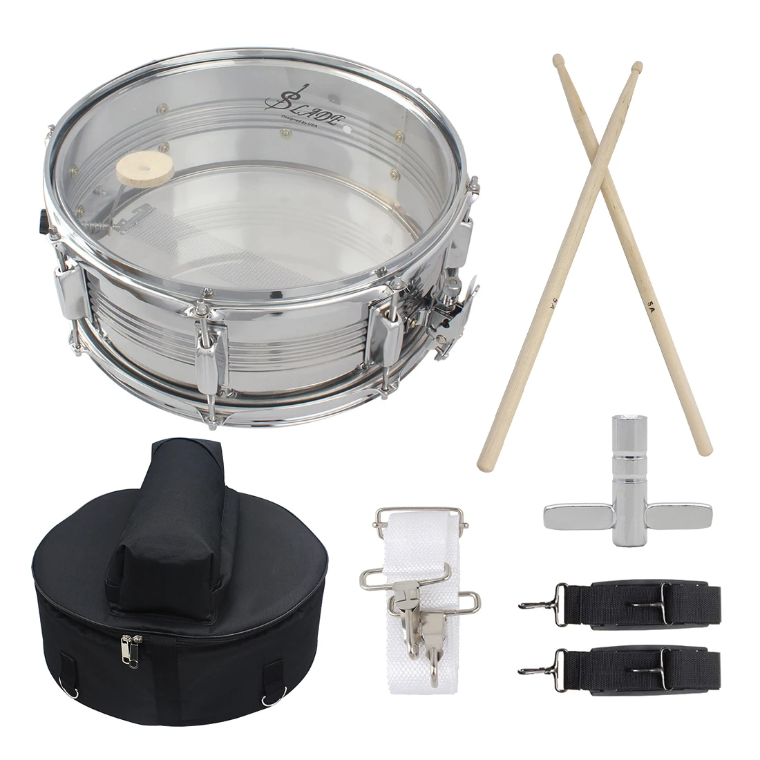 SLADE 14 Inches Snare Drum Set With Bag Drumsticks Professional Nickel Plated Snare Drum For Practice Percussion Instrument