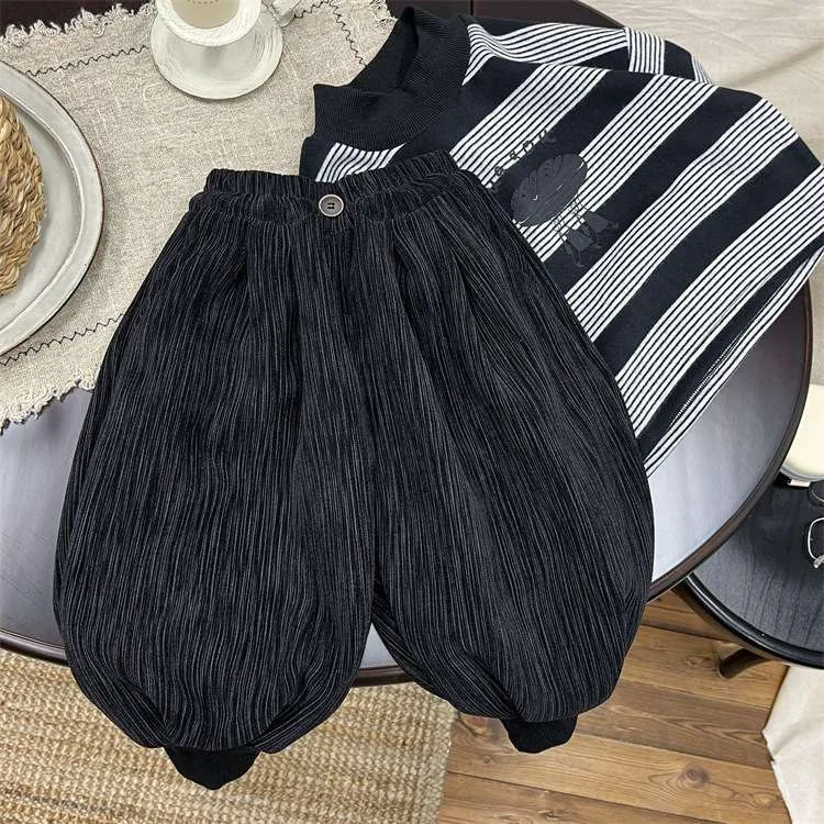 Pants Autumn and Winter Casual Stylish Children Personalized Trendy Brand with Plush and Thick Toe Tied Lantern Harem Pants
