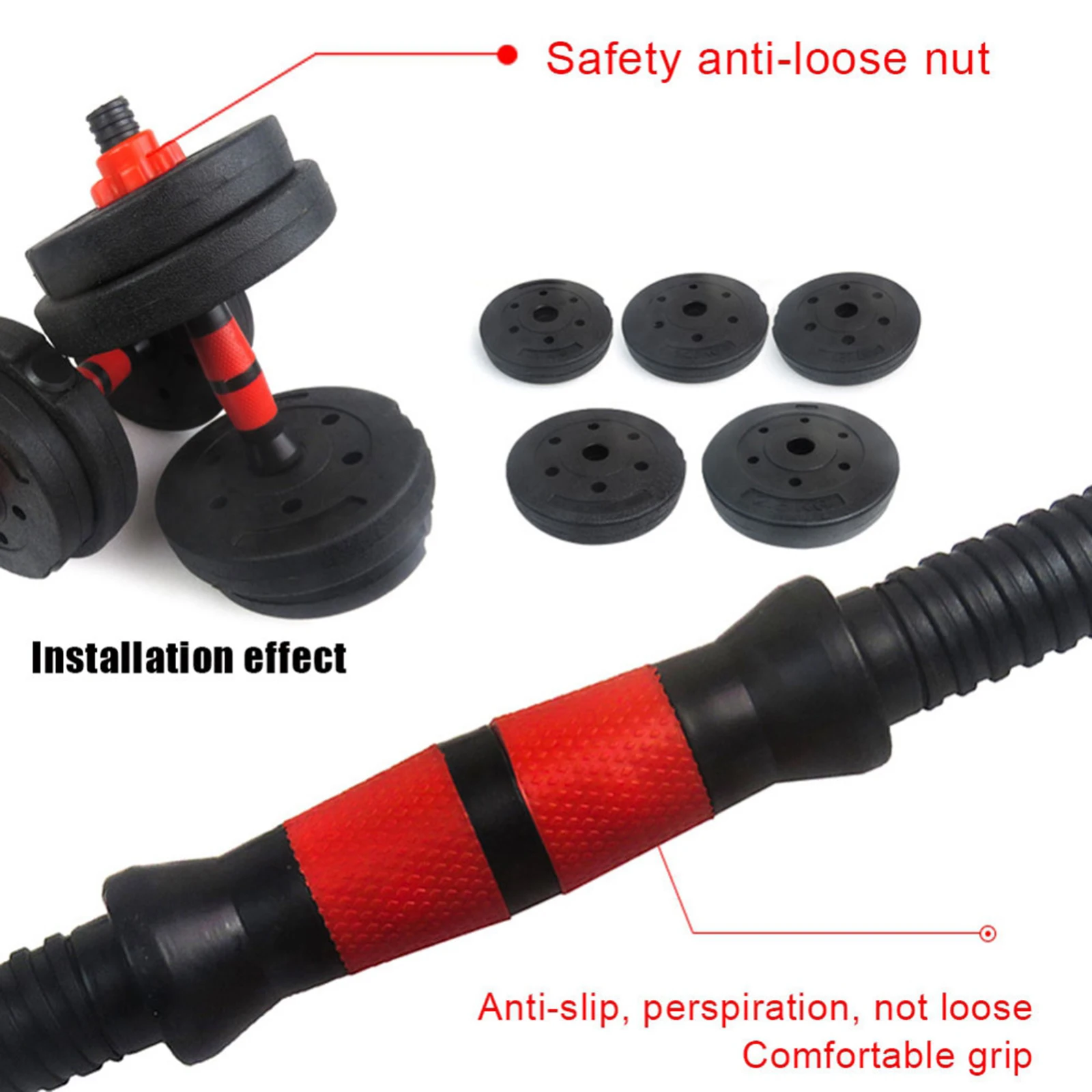 Professional 2pcs Adjustable Dumbbell Grip Handles Weight Plates Holder Rod Home Dumbbell Building Bar Lock Collar Dumbbell Nut