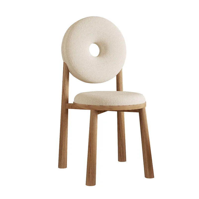 

Dining chair modern Nordic minimalist back makeup chair home bedroom cream style lambswool chair