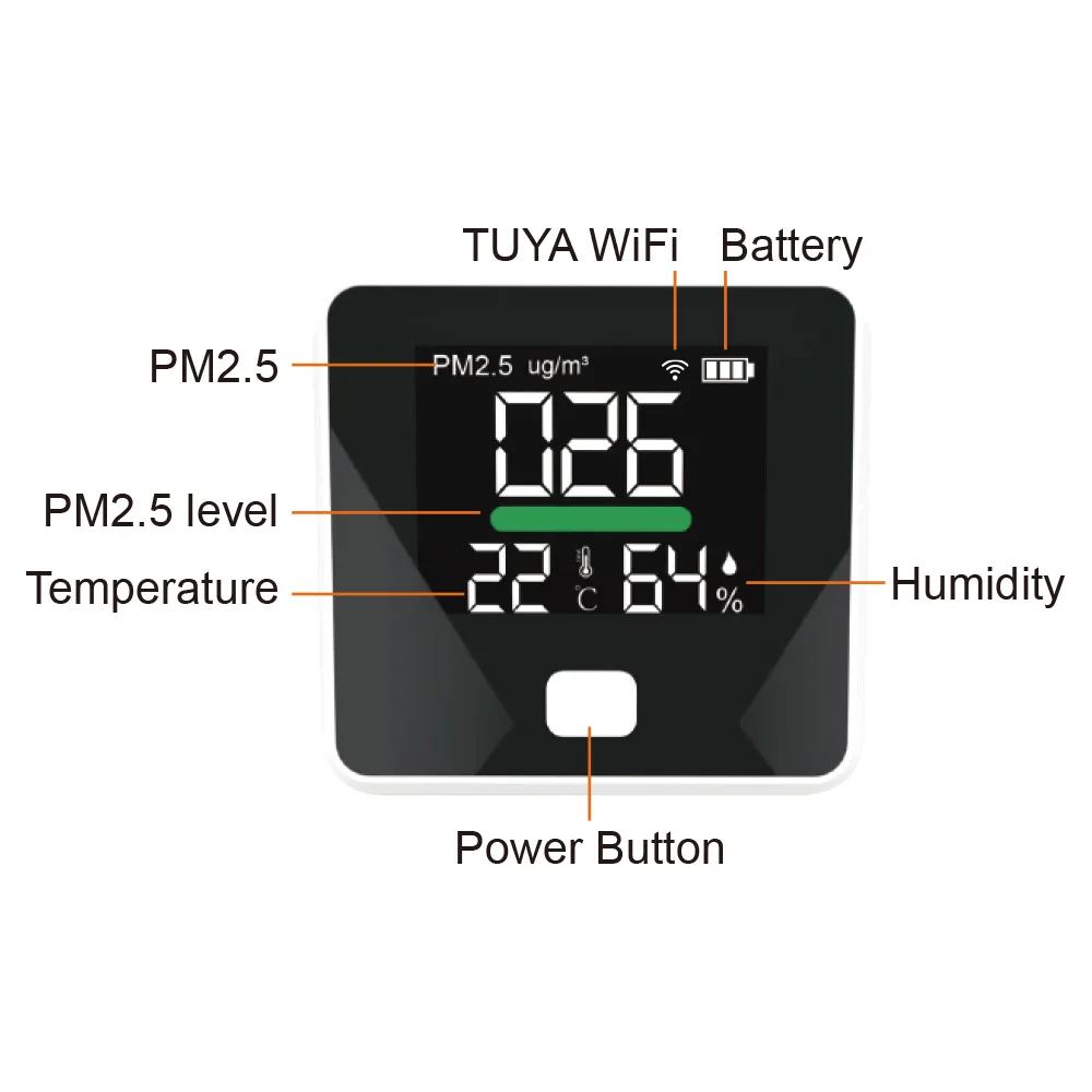 

Высокоточный датчик PM2.5, Wi-Fi, монитор качества воздуха, перезаряжаемый анализатор пыли и газа, цифровой измеритель PM2,5, детектор PM2.5 для дома