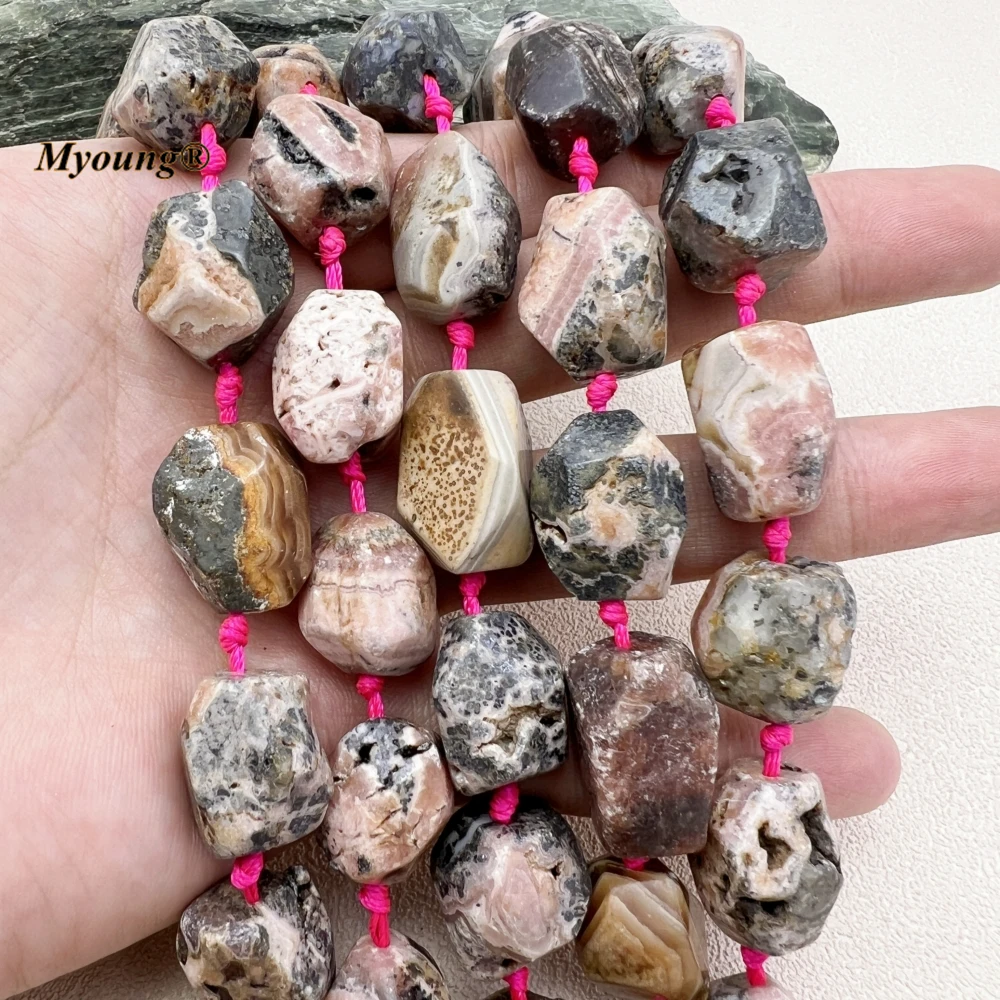 Large Rough Natural Stone Argentine Rhodochrosite Cutting Nugget Beads For DIY Jewelry Making MY230869