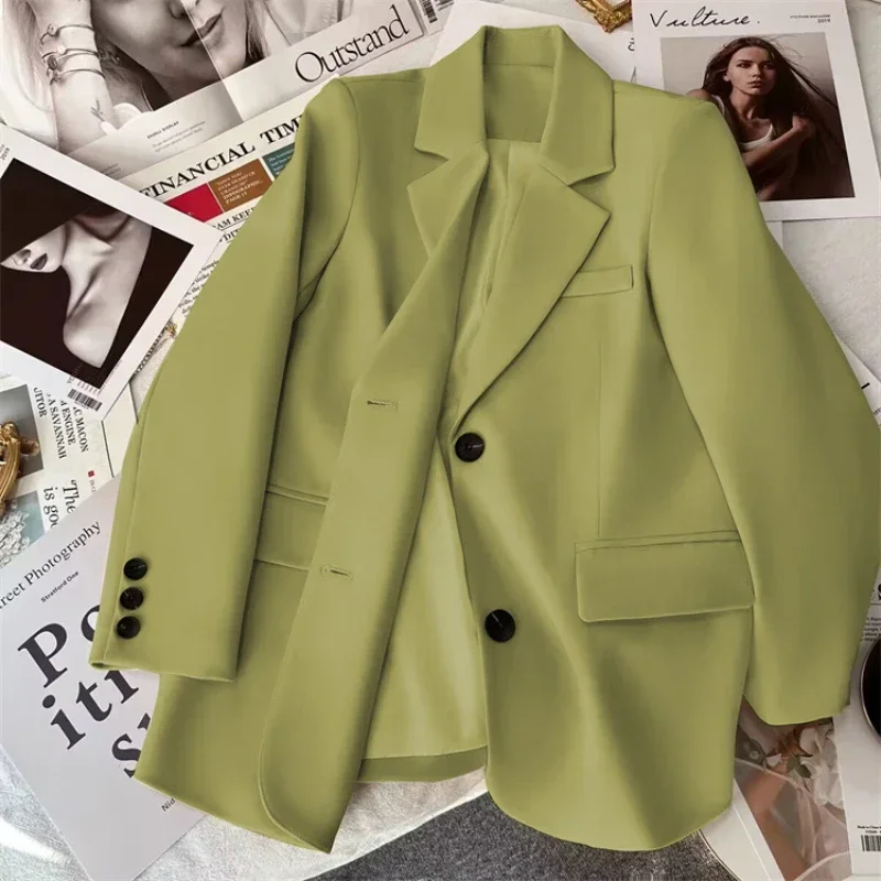 

Spring Suit Jacket for Women 2026 Korean Fashion button Suit Blazer Office Lady Solid Tailored Collar Loose Blazers for Women