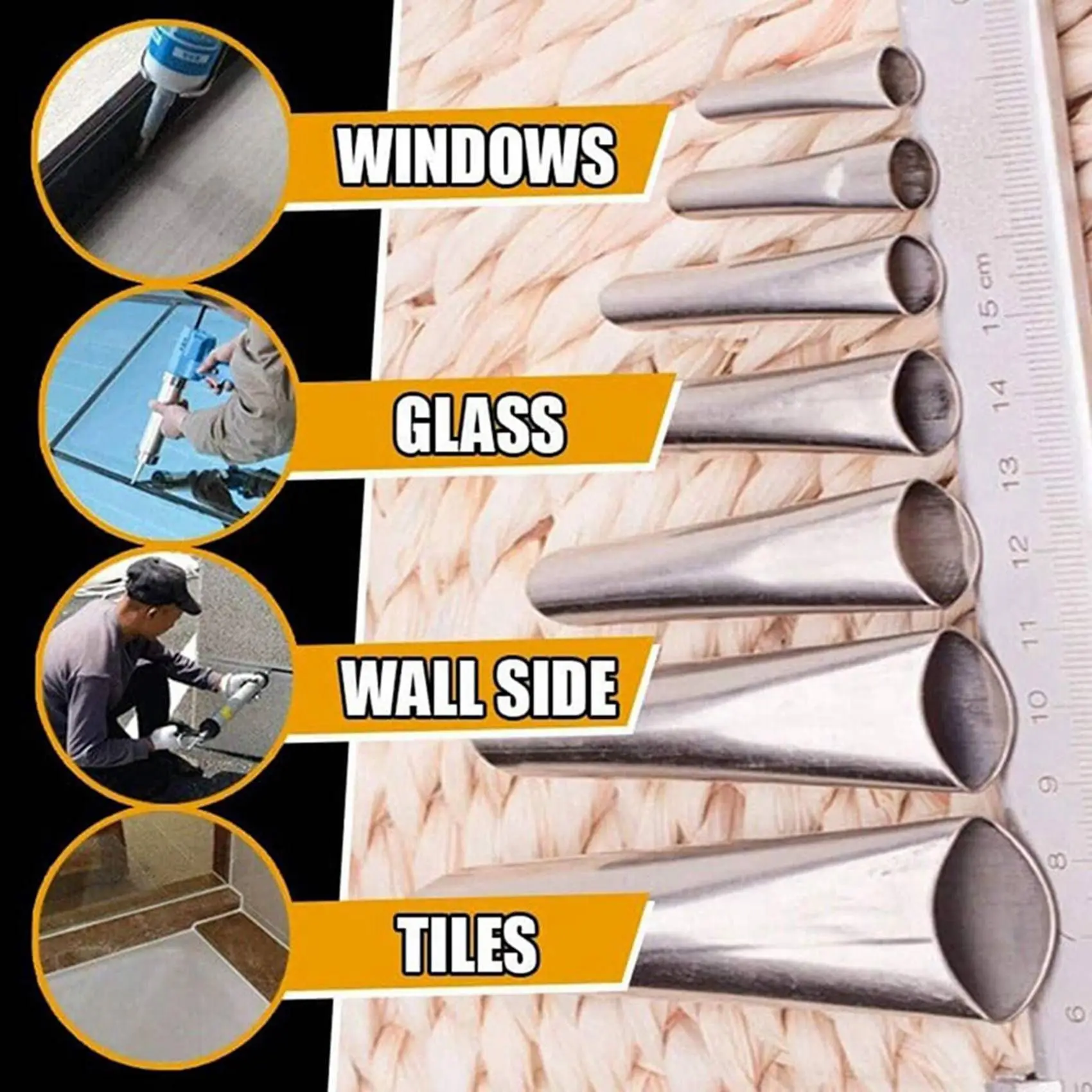 B84B-42 Pcs Caulking Tools Caulk Nozzle Applicator Caulking Epoxy Piston Nozzle Accessories Silicone Sealant Nozzle