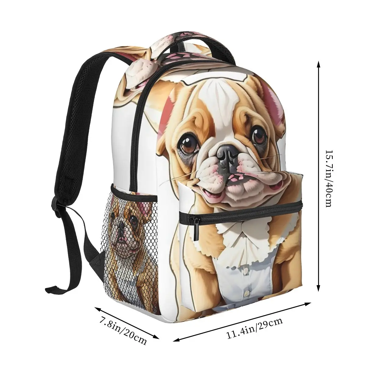 Cute French Bulldog Puppy Facial Student Backpack School Bag Hiking Travel Daypack for Men Women Fashion Bookbag Shoulder Bags